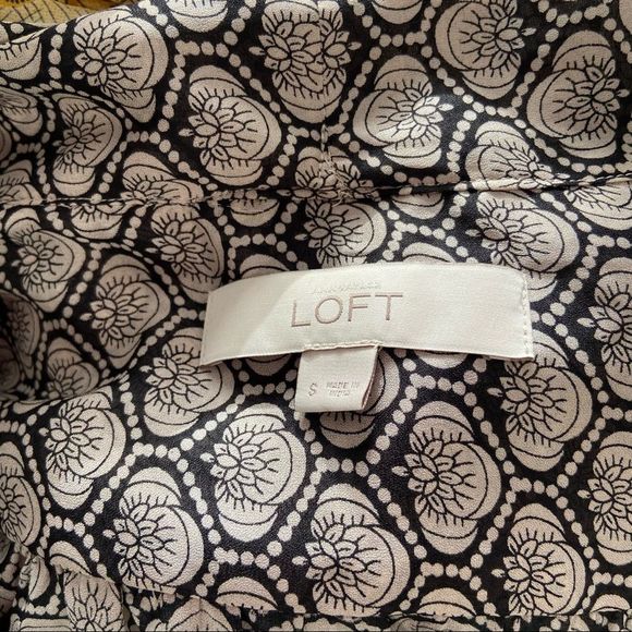 Loft tie front neck blouse office work attire professional business long sleeve - Picture 6 of 6